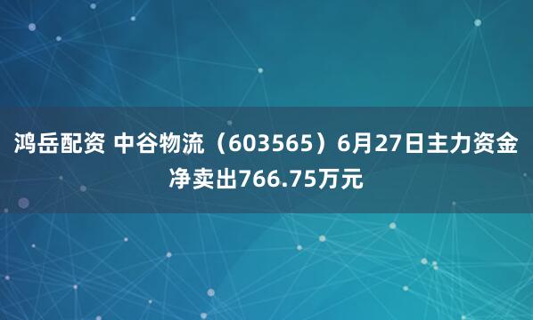 鸿岳配资 中谷物流（603565）6月27日主力资金净卖出766.75万元